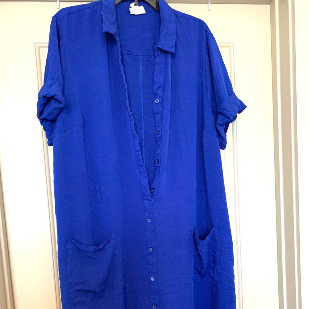 Beautiful blue casual dress with pockets